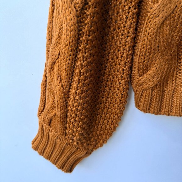 For Love & Lemons Charlotte Zip Cable knit Cardigan, Brown Women’s Size S Q2 - Picture 5 of 10